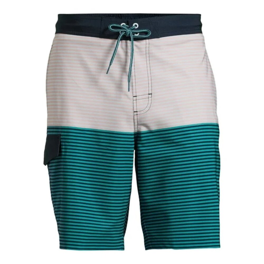 Striped Elastic Waist Men's 3XL Board Shorts Swim Trunks 9 Inch Inseam NEW